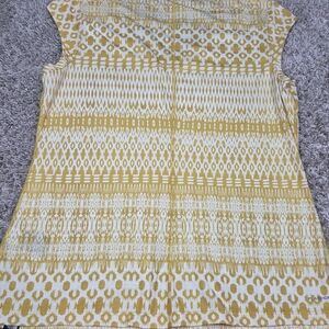 The North Face Womens XL Yellow White Boho‎ Geometric FlashDry V-Neck Hiking Top